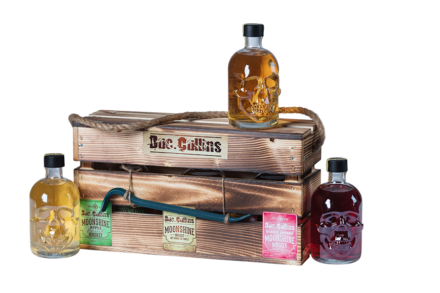 Box 5 - Apple Flavored Whiskey , Honey Vanilla whiskey en Deadly Cherry Moonshine Whiskey