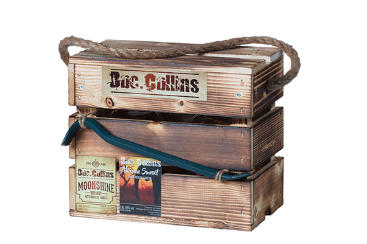 Box 2 - Honey Vanilla moonshine Whiskey  en African Sunset peach likeur